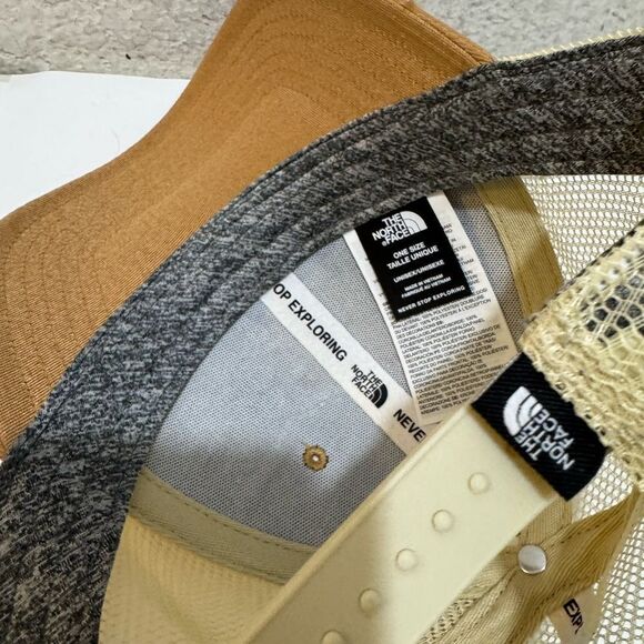NWOT North Face Trucker Cap SnapBack Mesh Cap Embroidered Bear Tan - Picture 5 of 10